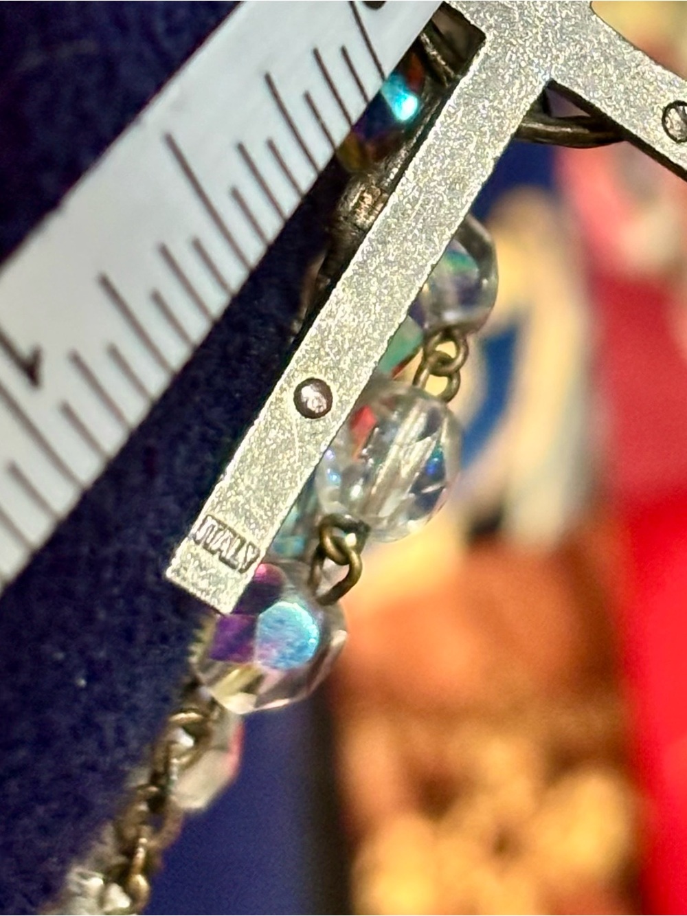 Vintage Aurora Borealis Rosary • Italy ROMA • Mid‑Century Mary Cutout - Picture 3 of 5